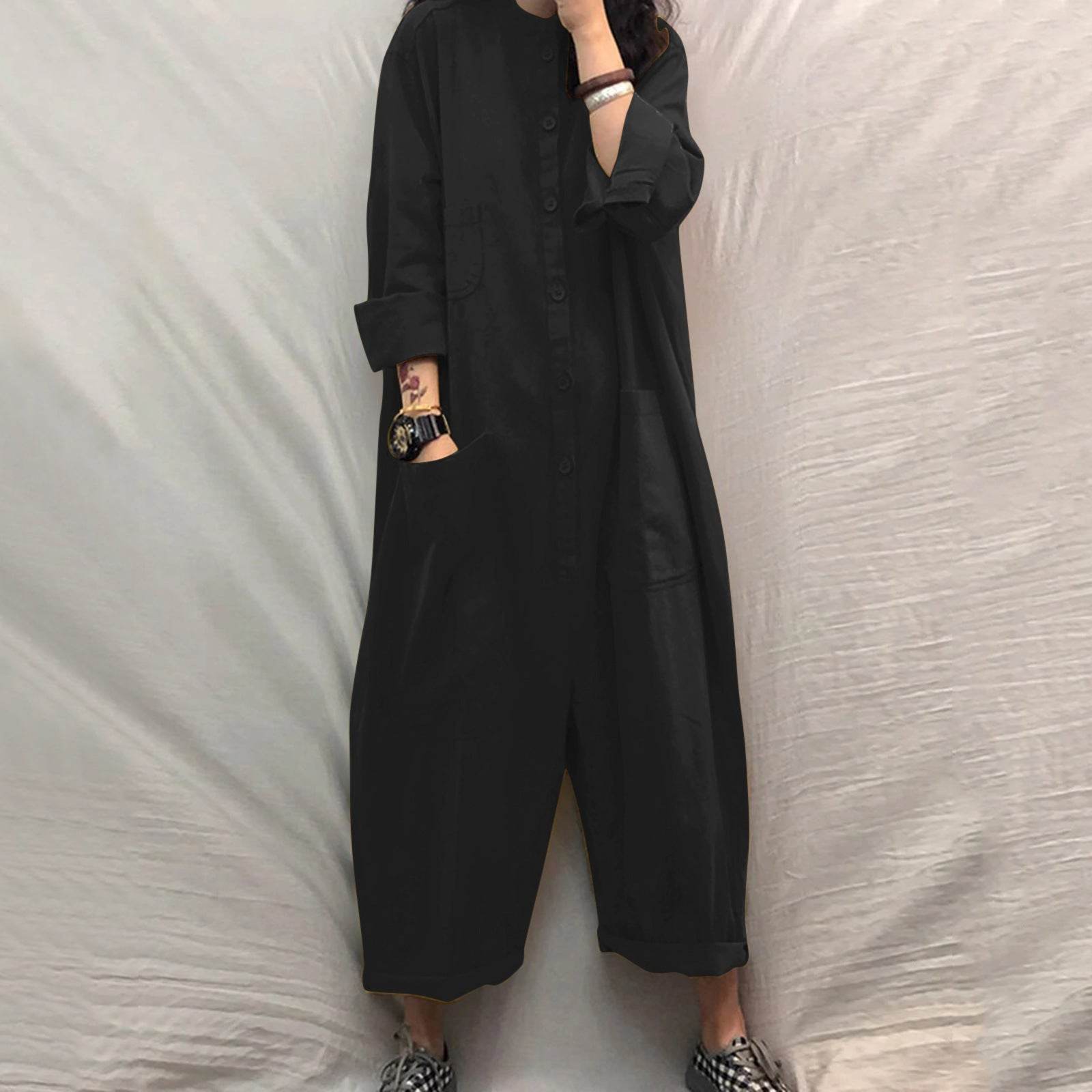 Plus Size Women's Jumpsuit With Multiple Pockets - Mubimart