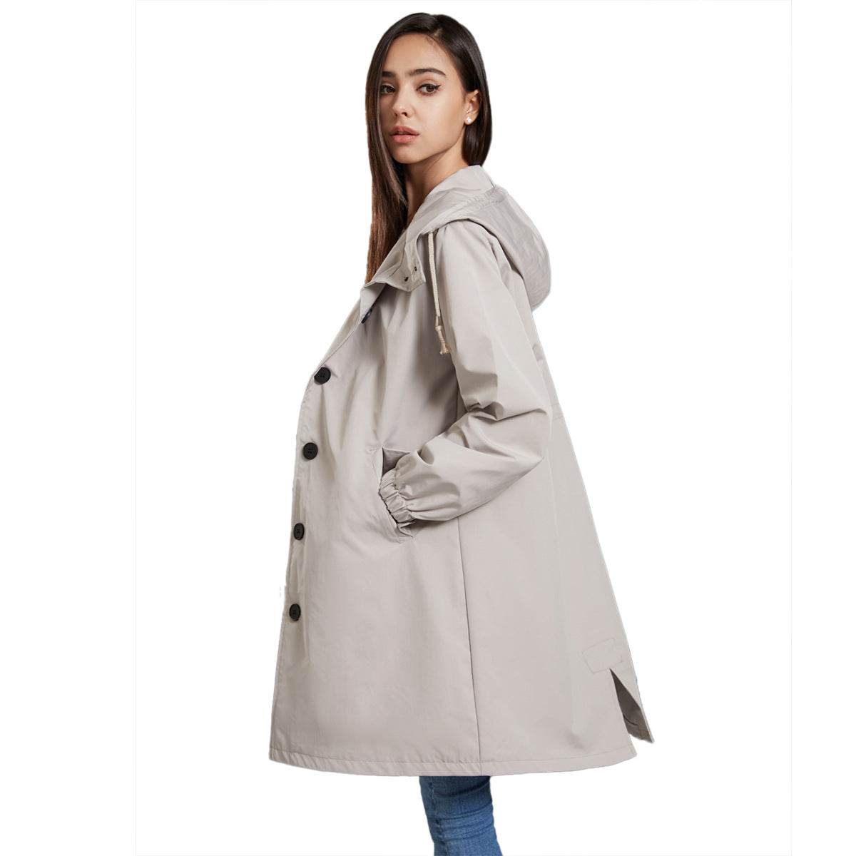 Anorak Women's Casual Long Coat Trench Coat - Mubimart