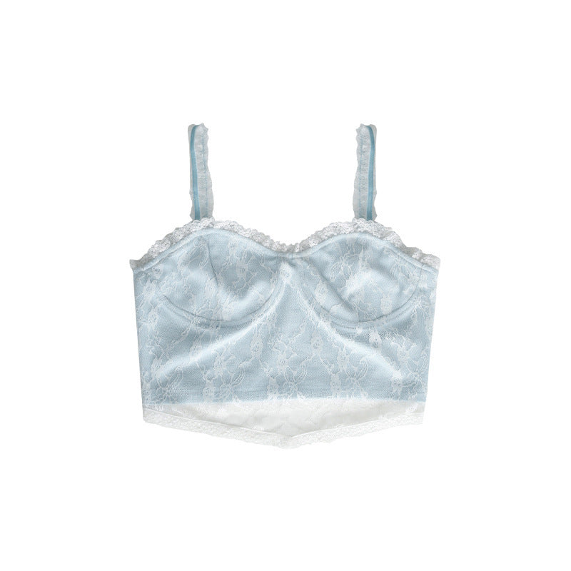 Blue Lace Camisole Niche Slim Camisole - Mubimart -  