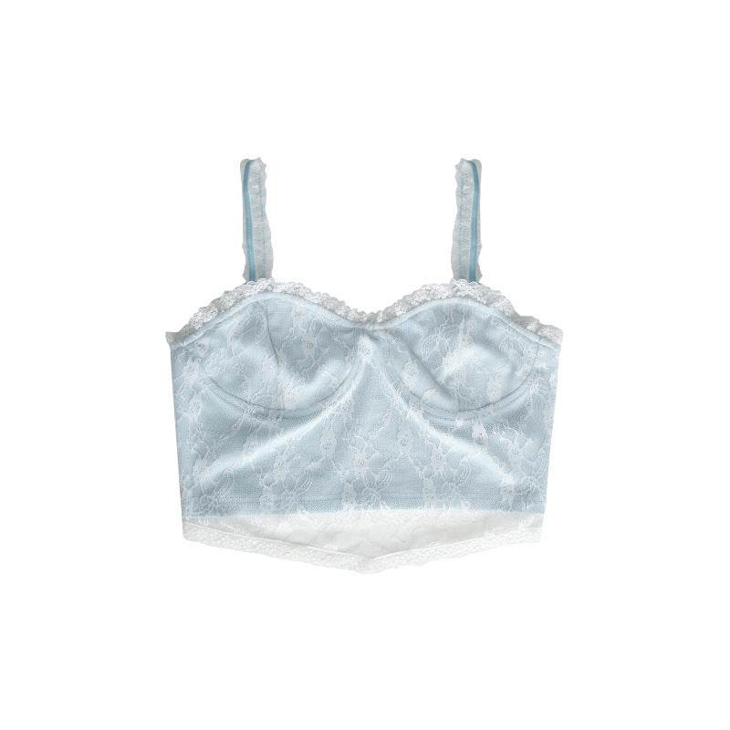 Blue Lace Camisole Niche Slim Camisole - Mubimart