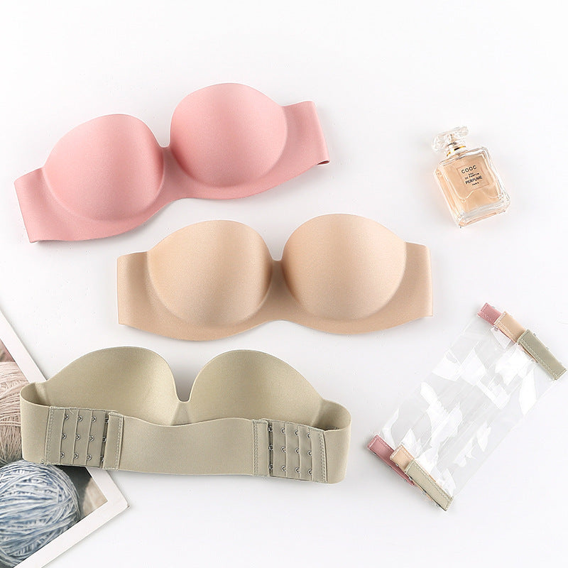 Non-slip Strapless Invisible Bra Wedding Dress Beauty Back Chest Paste Comfort Underwear - Mubimart - Strapless bra 