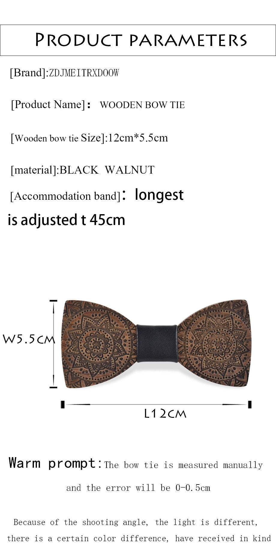 Fashion Suit Wedding Printed Bow Tie Wooden Bow Tie - Mubimart
