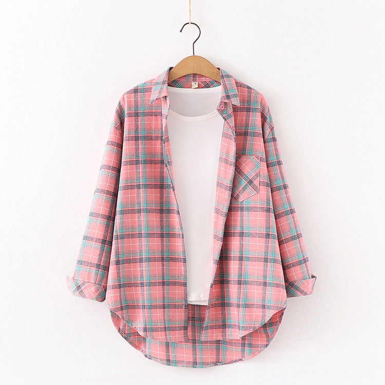 New Brand Plaid Shirt Women Loose Plus Size Blouse Female Long Sleeve Blouses Cotton Flannel Casual Shirt Women Tops Blusas - Mubimart - Blouses 