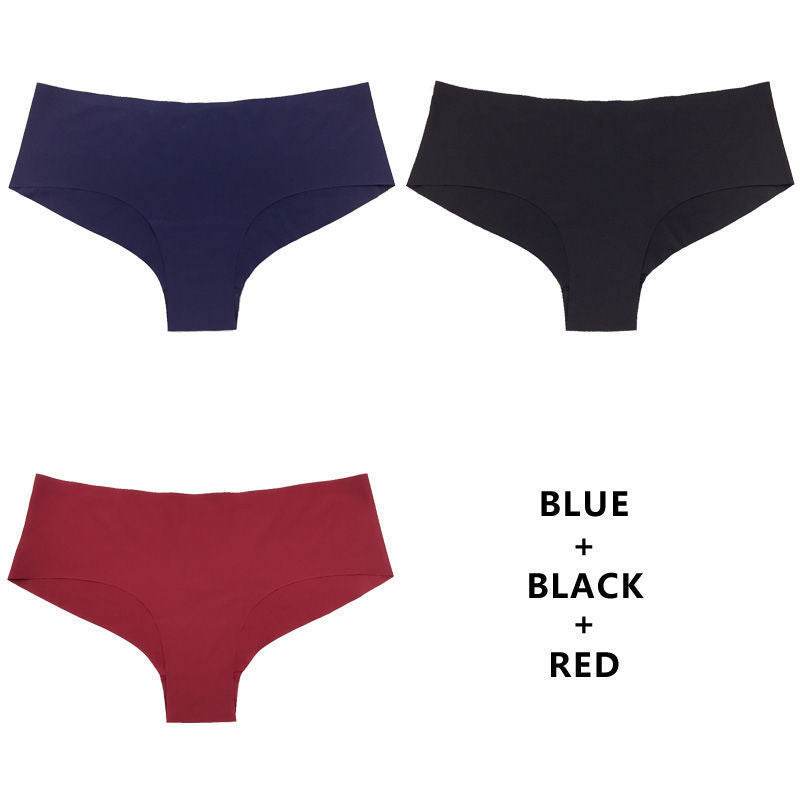 Half Buttock Underwear Female Three Pack Ice Silk Without Trace A Piece Of - Mubimart
