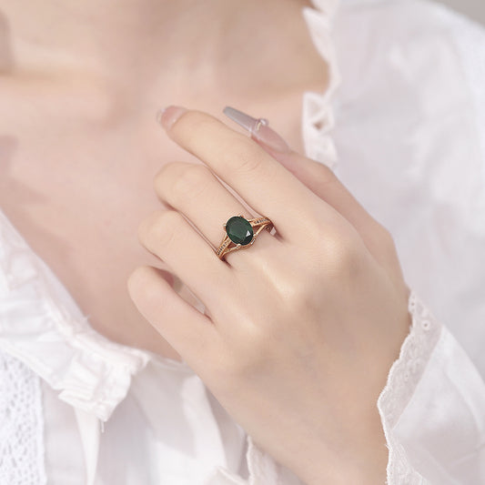 Light Luxury Champagne Gold Micro Inlaid Zircon Diamond Ring