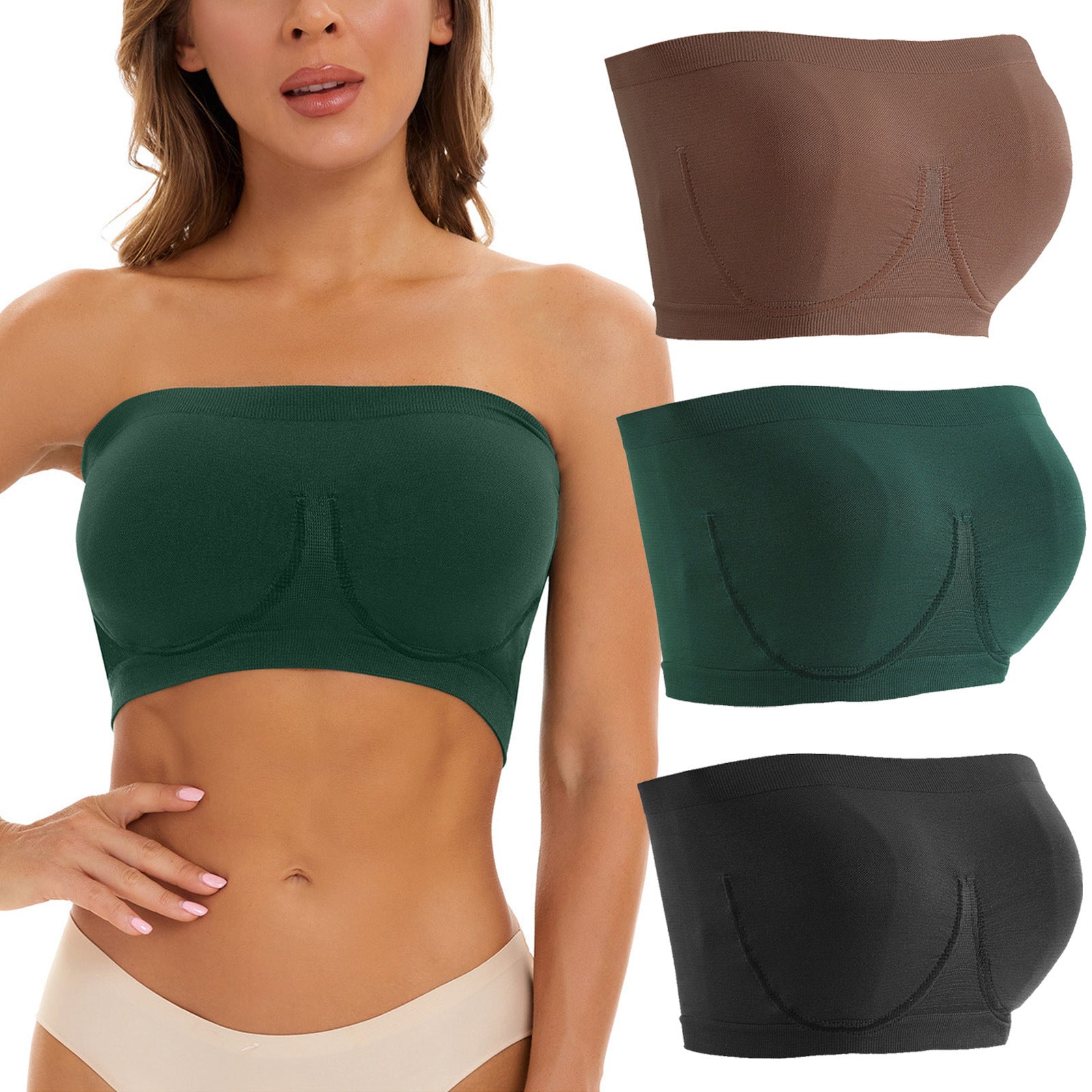 Plus Size Women's Seamless Bandeau Bra - Mubimart -  