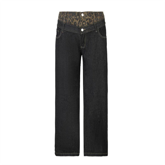 Stitching Straight Jeans For Men And Women - Mubimart