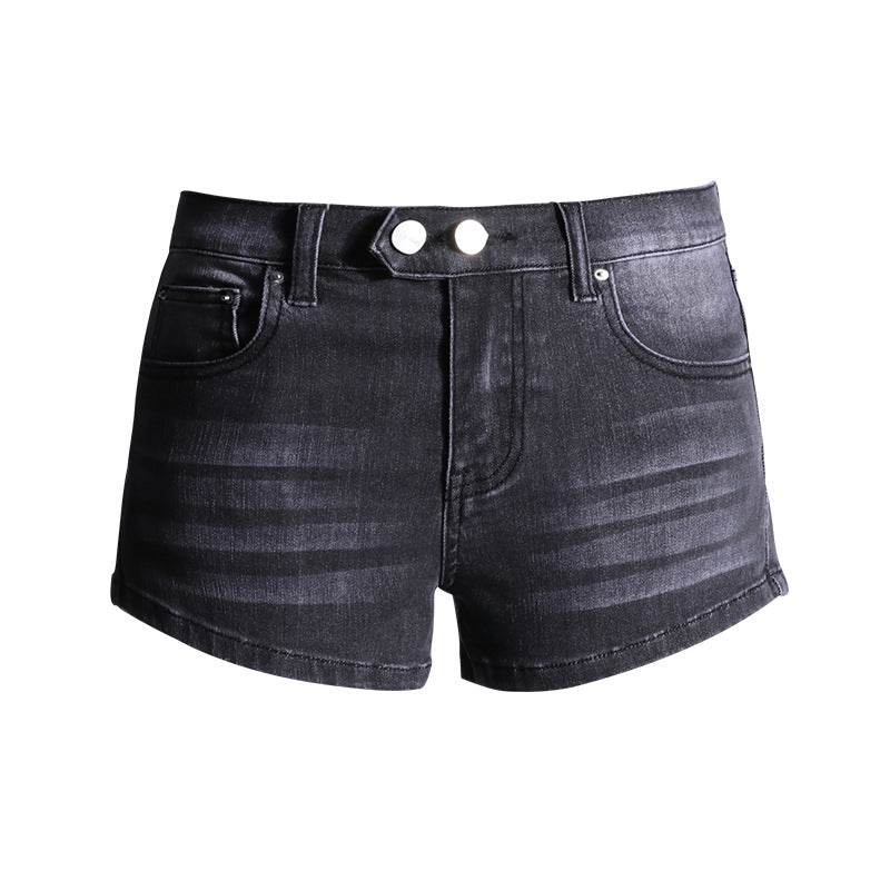 Elastic Low Waist Denim Shorts For Women - Mubimart