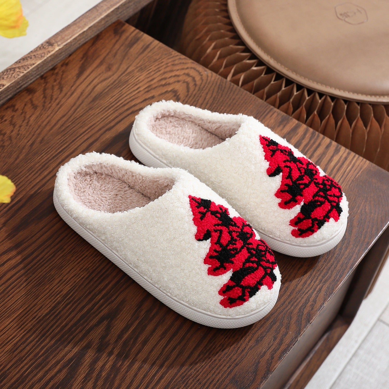 Christmas Tree Home Slippers Fashion Non-slip Floor Bedroom Slipper For Women Fuzzy House Shoes Winter