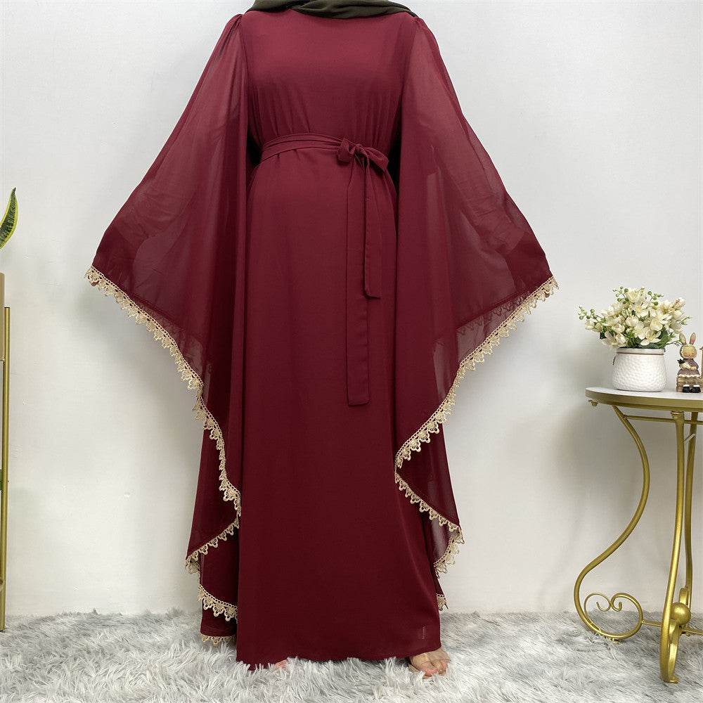 Long Sleeved Robe With Loose Lace Up Stitching For Women - Mubimart
