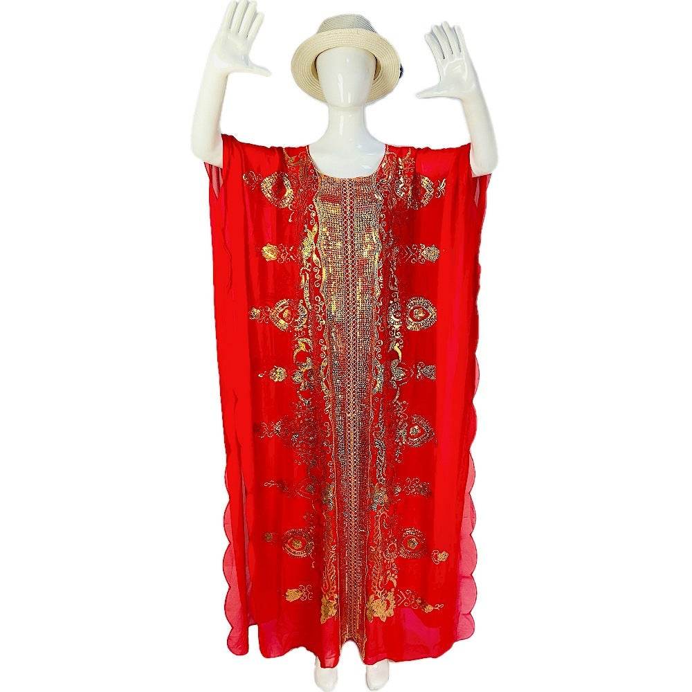 Plus Size Chiffon Elegant Graceful Sequined Shawl Gown - Mubimart