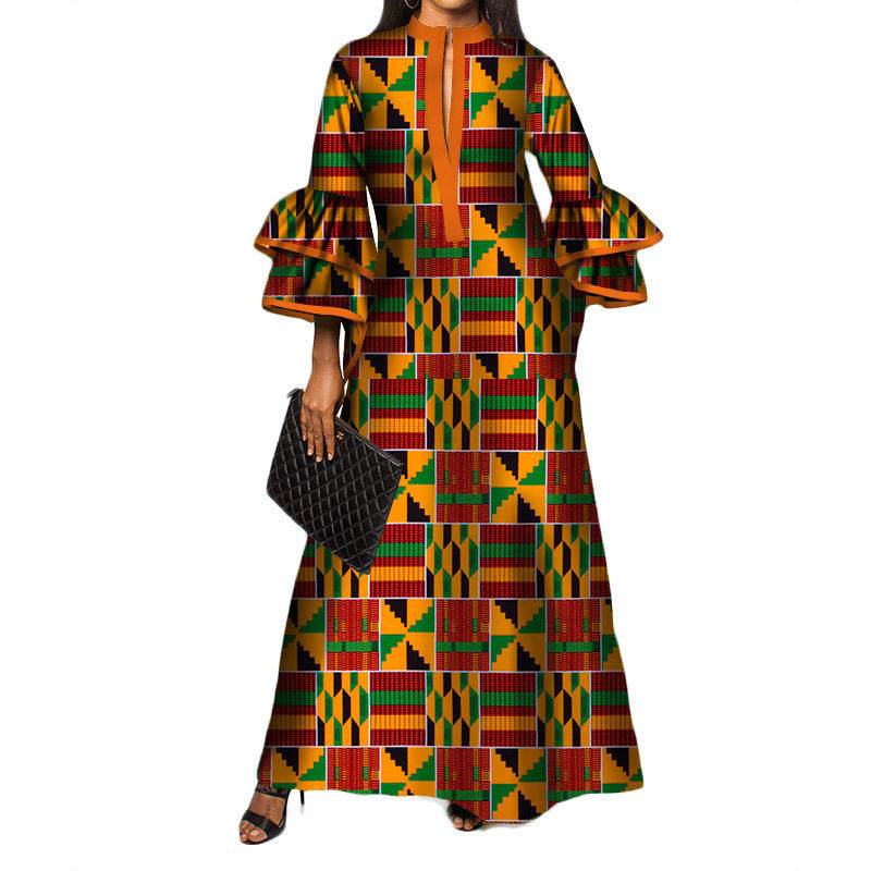 Women's Print Fashion Cotton Formal Dress - Mubimart