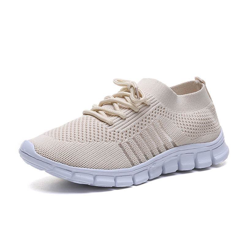 Casual Ladies Shoes Breathable Women Flying Knit Sports Shoes Flat Shoes - Mubimart