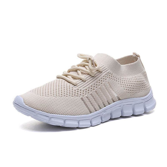 Casual Ladies Shoes Breathable Women Flying Knit Sports Shoes Flat Shoes - Mubimart