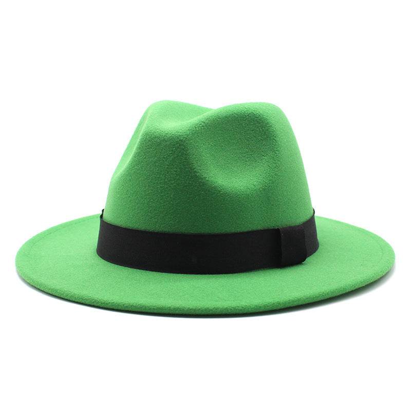 New Panama Flat Brim Fedora Hat Woolen Hat Men's And Women's Hats - Mubimart