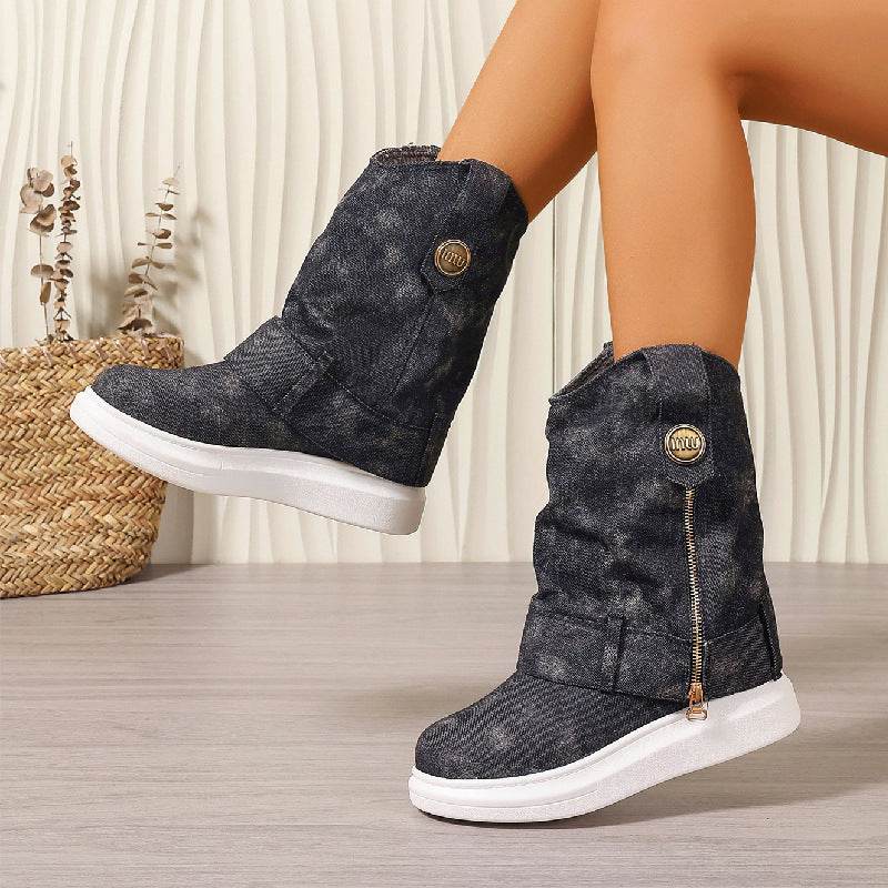 Plus Size Slimming Small Western Cowboy Boot - Mubimart