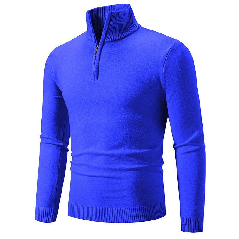 Zip-up Turtleneck Pullover Men's Long Sleeved Sweater - Mubimart