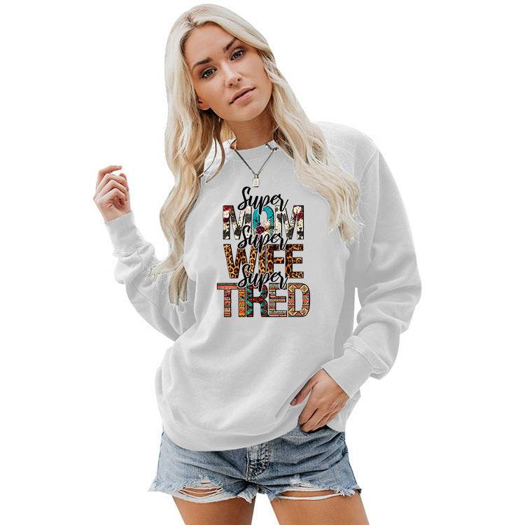 Women's Crew Neck Print Plus Size Sweatshirt - Mubimart