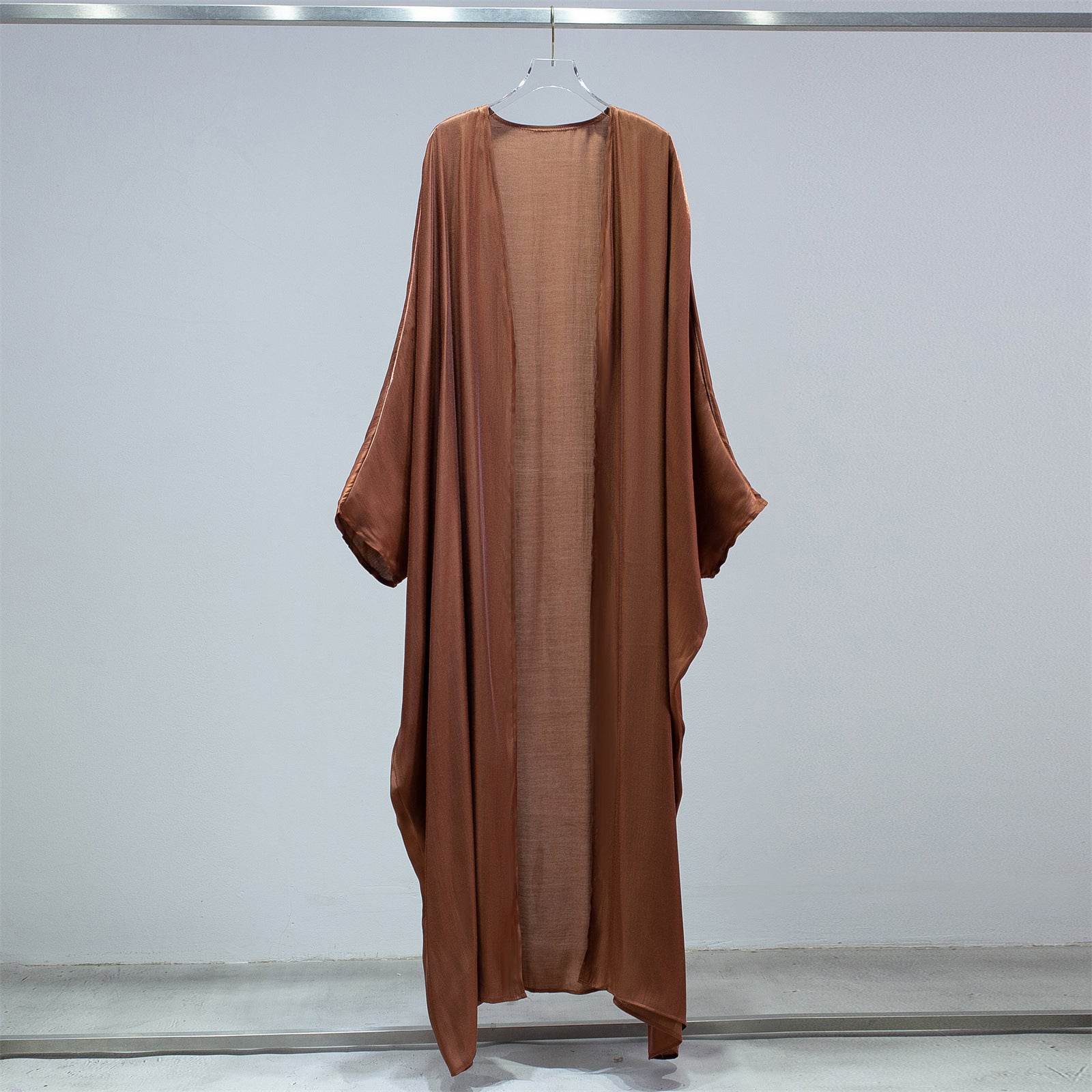 Fashion Casual Bright Silk Cardigan Plus Size Robe Batwing Sleeve - Mubimart