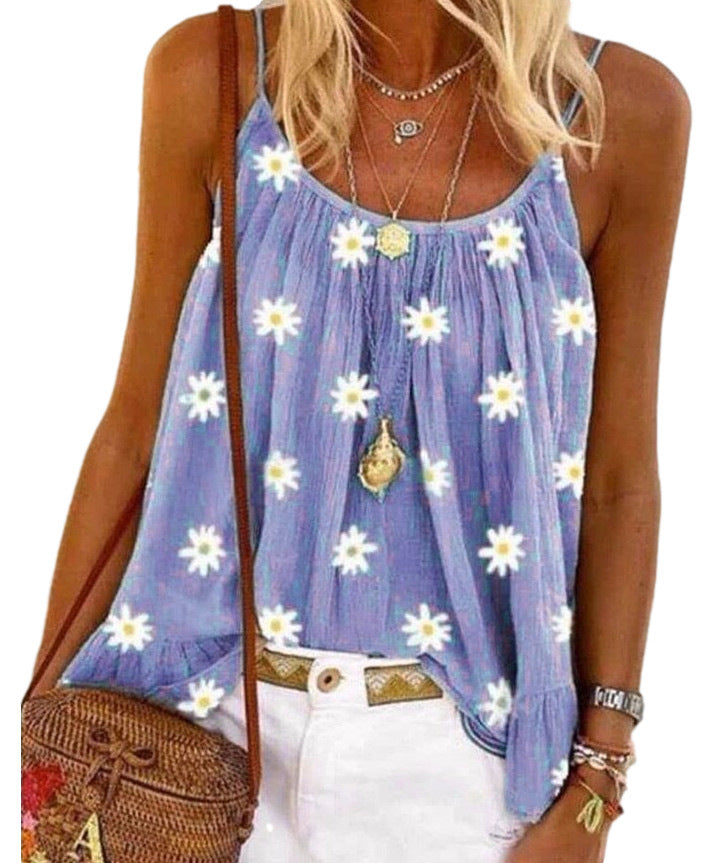 Ladies Daisy Print Camisole Top - Mubimart -  