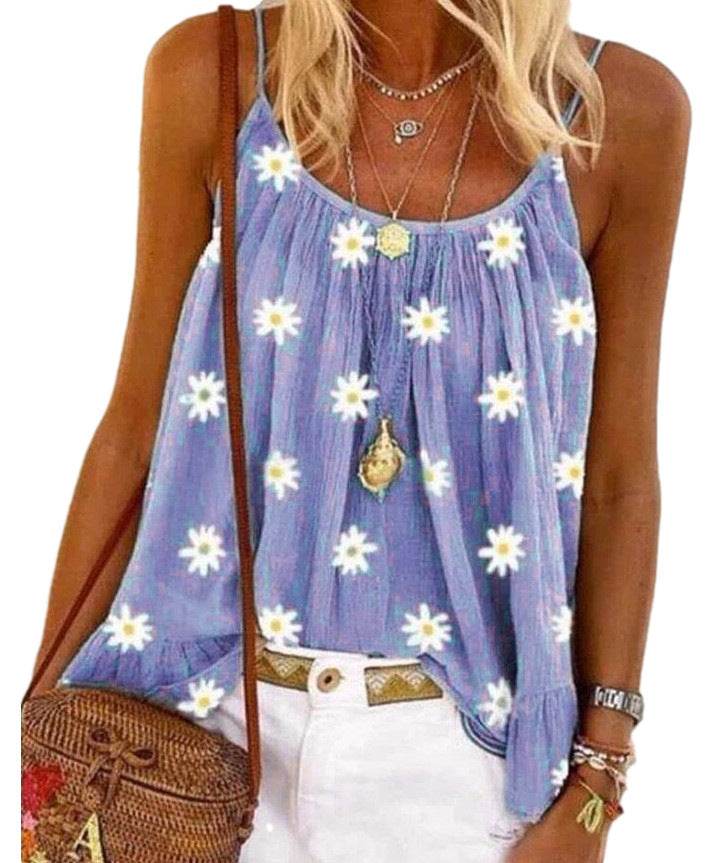 Ladies Daisy Print Camisole Top - Mubimart