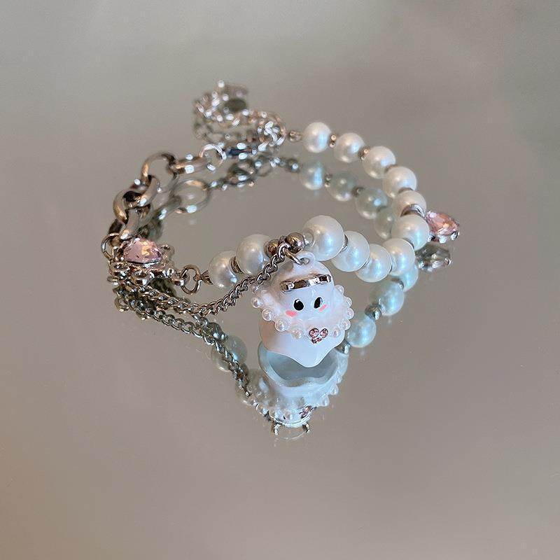 Black And White Small Ghost Beaded Bracelet For Women - Mubimart