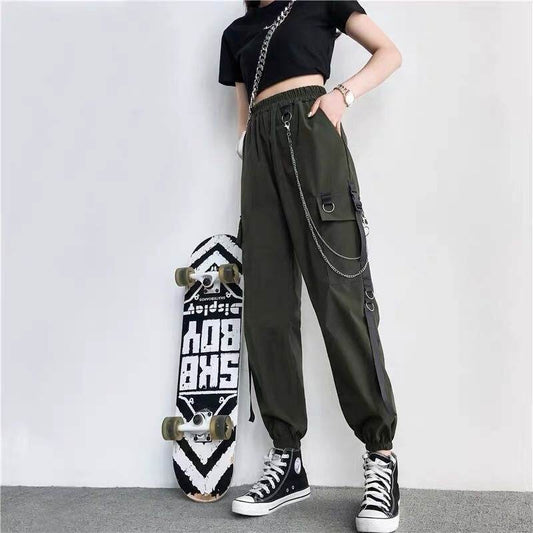 Women Cargo Pants Harem Pants Fashion Punk Pockets Jogger - Mubimart