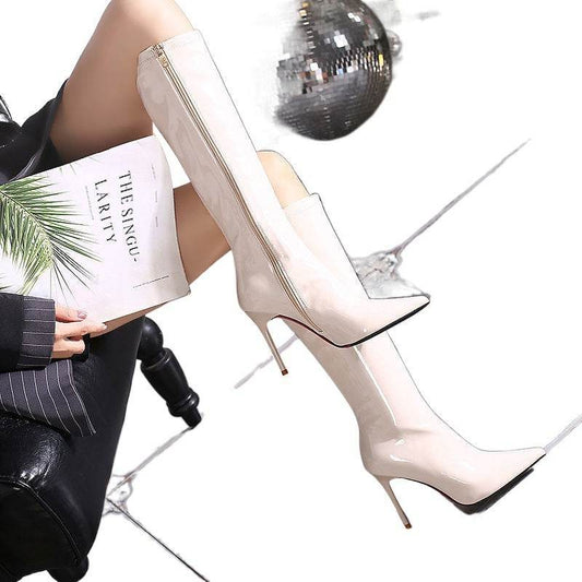 Mid-calf Boots For Women Pointed High Heel - Mubimart