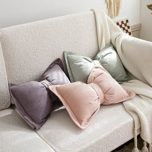 Creative Bowknot Cotton Lumbar Pillow - Mubimart