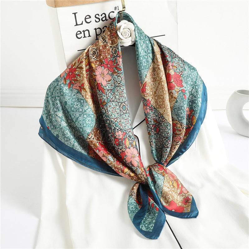 Fashion Silk Scarves Female Printing Hijab - Mubimart