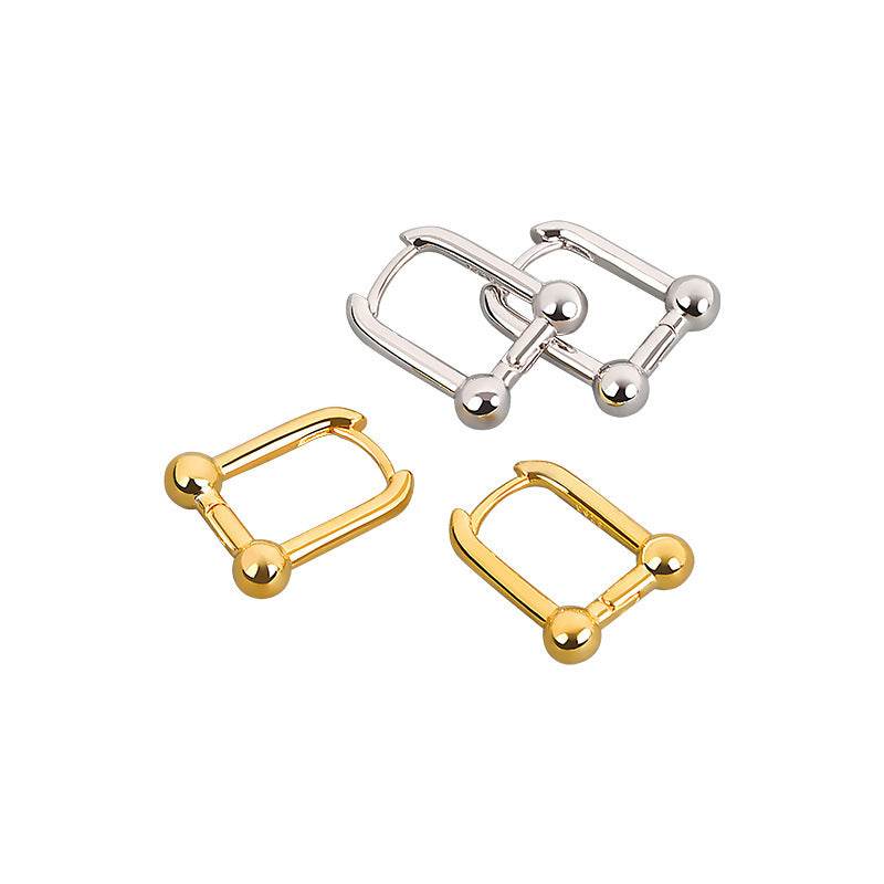 Silver Color U-Shape Women Creative Hoop Earrings Fine Jewelry - Mubimart