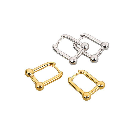 Silver Color U-Shape Women Creative Hoop Earrings Fine Jewelry - Mubimart