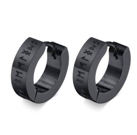Vintage Norse Viking Runes Hoop Earrings For Men - Mubimart