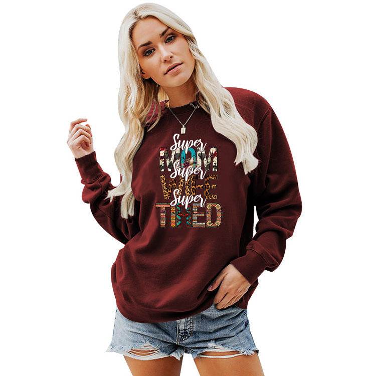 Women's Crew Neck Print Plus Size Sweatshirt - Mubimart