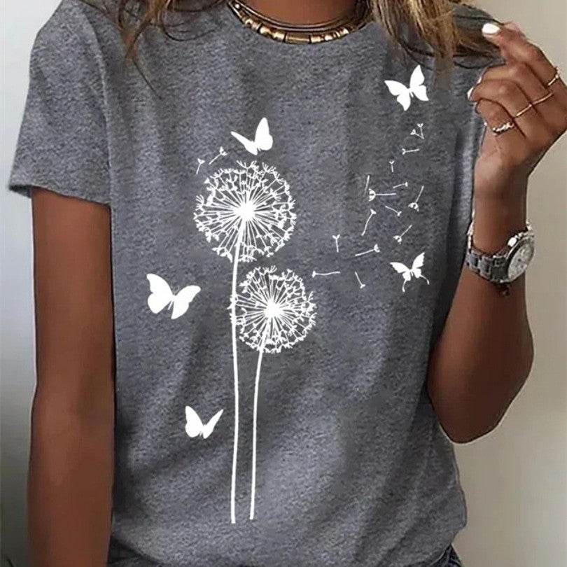 Printed T-shirt Casual Tops For Women - Mubimart