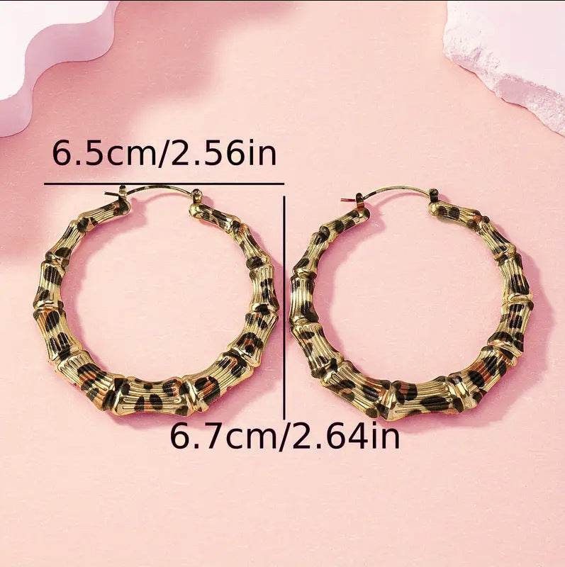 New Fashion Leopard Print Round Hoop Earrings For Women Jewelry Punk Metal Zebra Cow Big Circle Earring Female Party Gifts - Mubimart