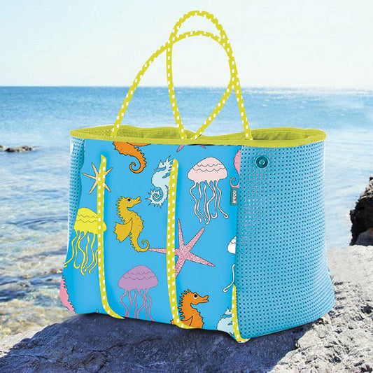 Coral Beach Bag Neoprene Beach Bag - Mubimart