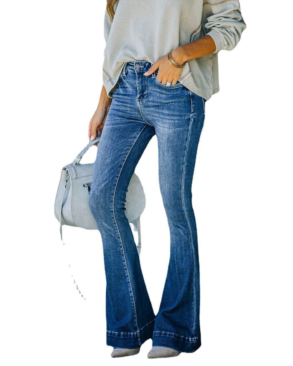Temperament Slender Flared Women's Jeans - Mubimart