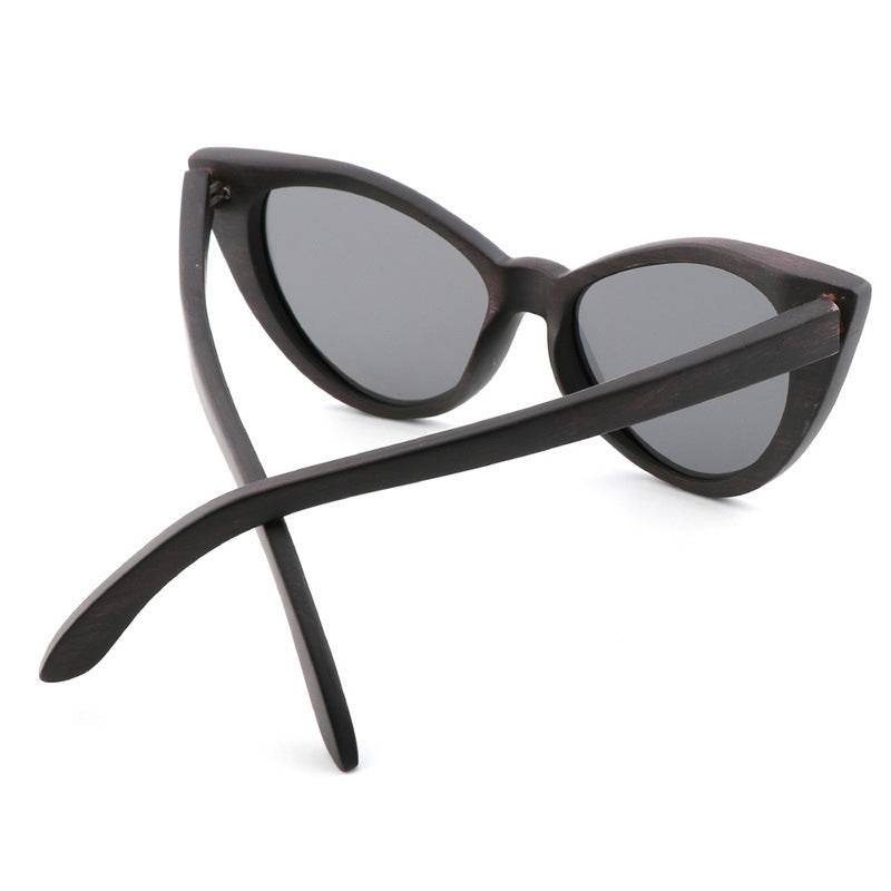Bamboo Wood Glasses Fashion Ladies Cat Eye Polarized Sunglasses - Mubimart