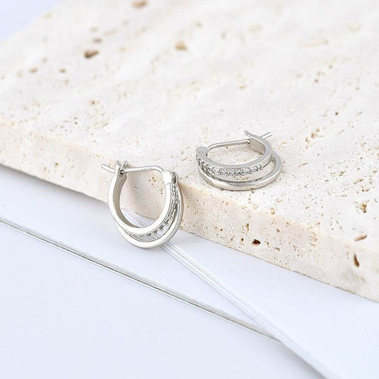 Geometric Double Hoop Earrings For Women - Mubimart