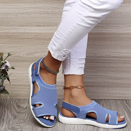 Ladies Sandals Large Size Breathable Stretch Fly Woven Comfort - Mubimart