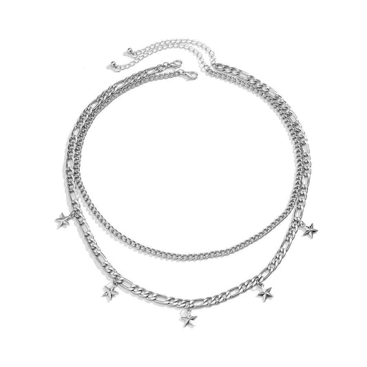 Mens Fashion Simple Pentagram Pendant Necklace - Mubimart