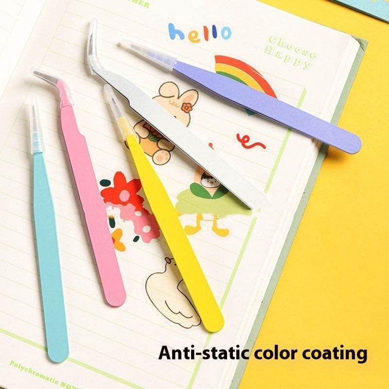 Hand Account Tweezers Stainless Steel Color DIY Elbow Clip Hand Tool Goo Card Tweezers - Mubimart