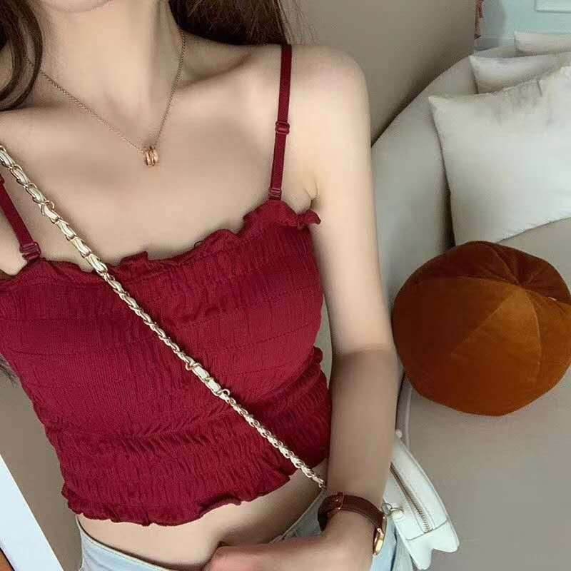 Ladies Fashion Wrap Chest Camisole Bottom Vest - Mubimart