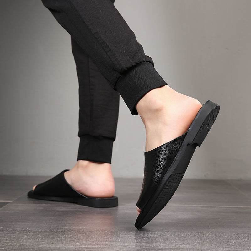 Men's Summer Leather Casual Sandal Slippers - Mubimart