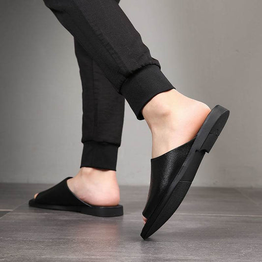 Men's Summer Leather Casual Sandal Slippers - Mubimart