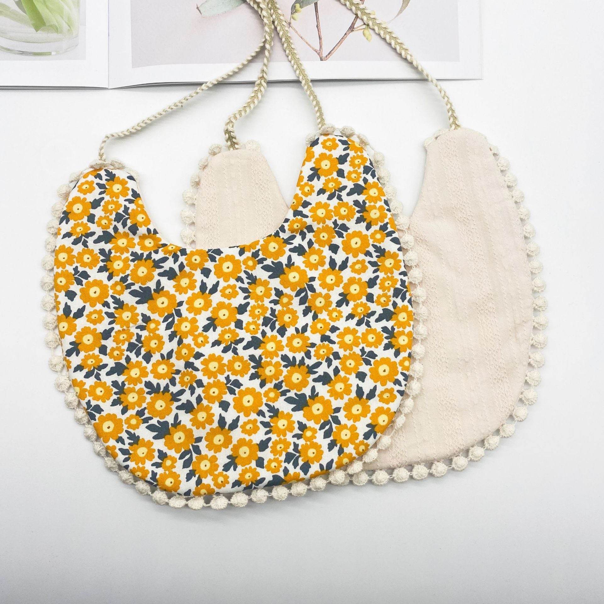 Double-sided AB Face Baby Bib Beanie Lace Newborn Bib - Mubimart