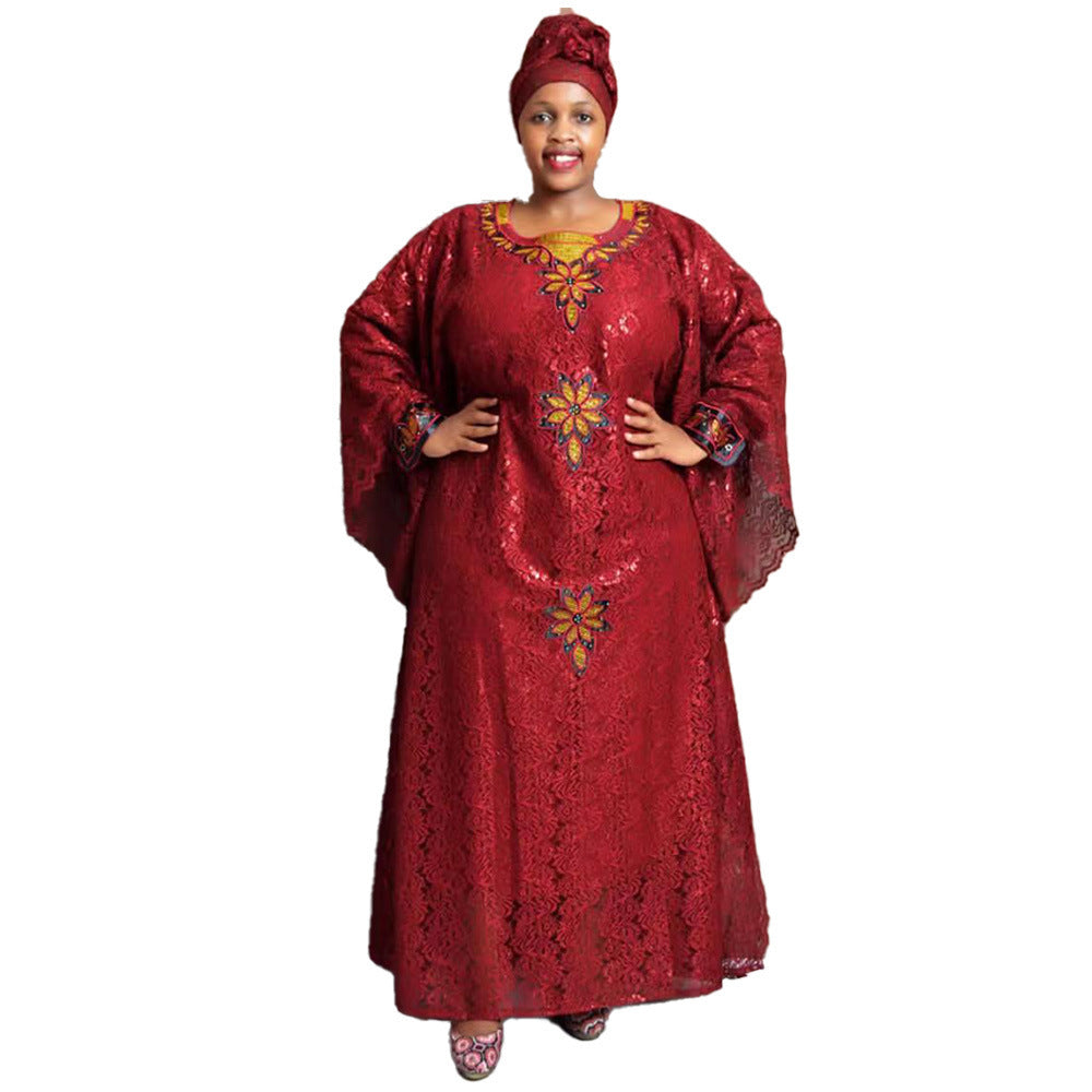 Plus Size Headscarf Rhinestone Robe With Lining - Mubimart -  