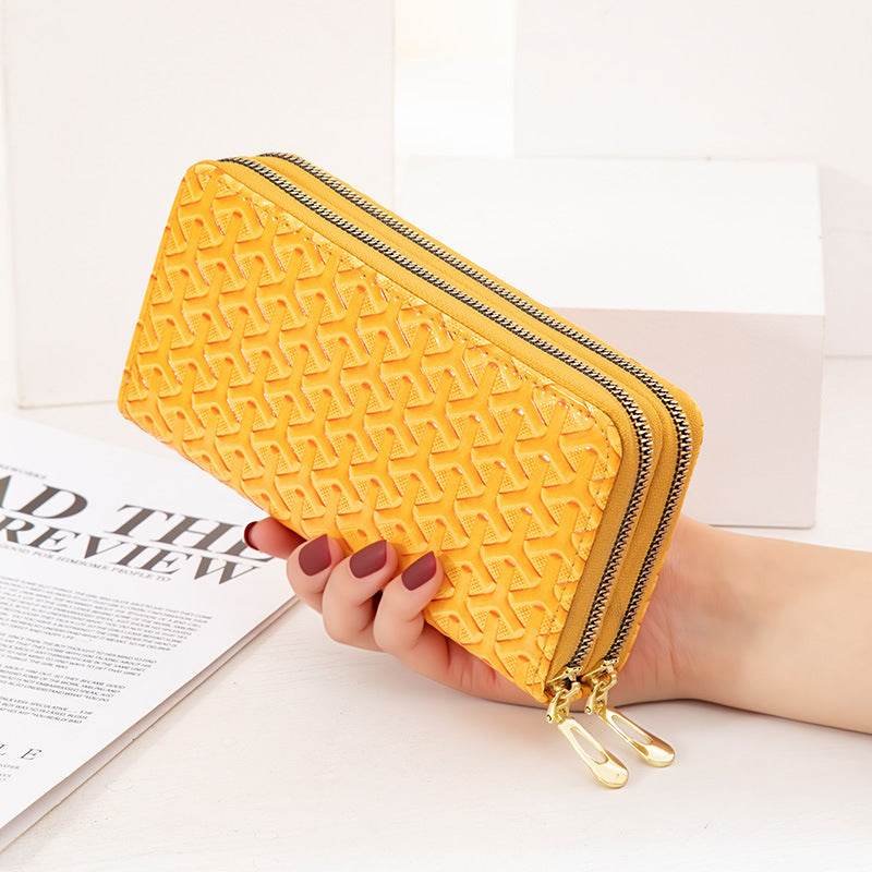 Large Capacity Double Layer Bright Leather Striped Mobile Phone Bag - Mubimart
