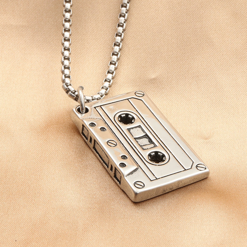 Mens Fashion Titanium Steel Vintage Personality Geometric Pendant Necklace